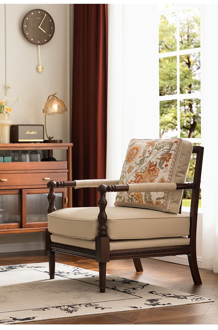 Single sofa, American sofa tiger chair living room leisure chair fabric solid wood leather bedroom balcony retro
Single sofa, American sofa tiger chair living room leisure chair fabric solid wood leather bedroom balcony retro