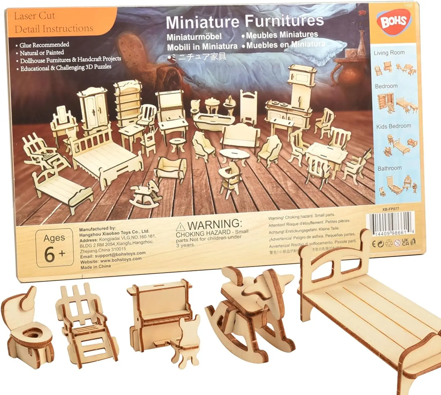 34-Piece Dollhouse Furniture Set - 1/24 Scale, Laser Cut Wooden 3D Puzzles, DIY Miniature Models
34-Piece Dollhouse Furniture Set - 1/24 Scale, Laser Cut Wooden 3D Puzzles, DIY Miniature Models