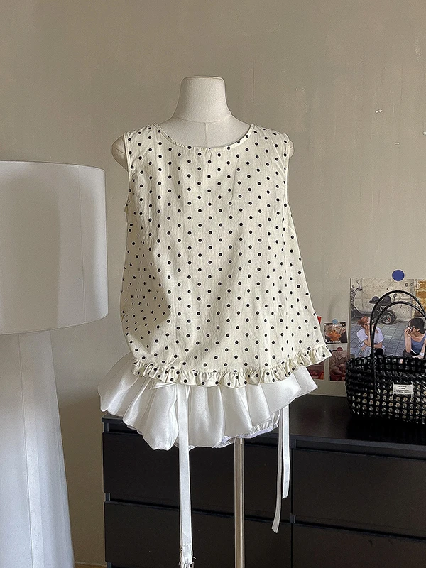 Wedbleser Mushroom Edge Button Polka Dot Vest Shirt Women Summer 2025 New Temperament Pullover Round Neck Western Top Trend
Wedbleser Mushroom Edge Button Polka Dot Vest Shirt Women Summer 2025 New Temperament Pullover Round Neck Western Top Trend