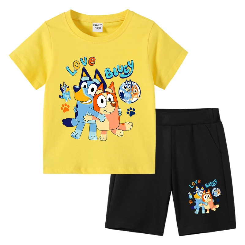 Cartoon Blueys Kids Tracksuit Suit for Girl Boy Sportswear Set Cute Short Sleeve T Shirt Shorts 2pcs Children Summer Clothes
Cartoon Blueys Kids Tracksuit Suit for Girl Boy Sportswear Set Cute Short Sleeve T Shirt Shorts 2pcs Children Summer Clothes