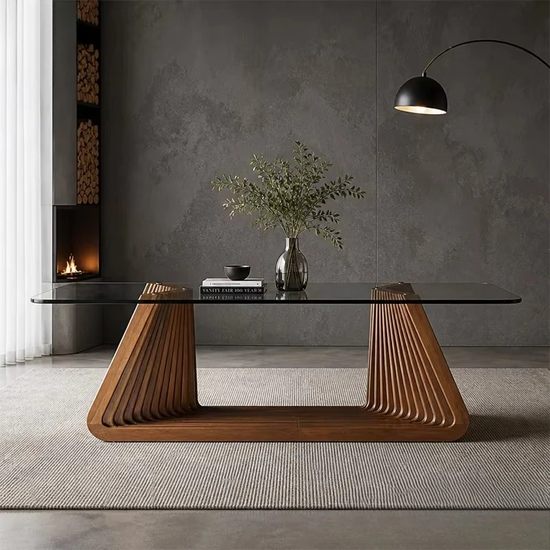 &c Modern Luxury Rectangular Ash Wood Dining Table Glass Top Layered Sculpture Base Home Furniture for Dining Room
&c Modern Luxury Rectangular Ash Wood Dining Table Glass Top Layered Sculpture Base Home Furniture for Dining Room