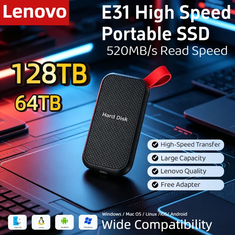 Внешний твердотельный накопитель Lenovo E31 1 ТБ USB 3.1, портативное мобильное хранилище, высокоскоростной SSD для ноутбуков, PS5, телефонов, ПК
Внешний твердотельный накопитель Lenovo E31 1 ТБ USB 3.1, портативное мобильное хранилище, высокоскоростной SSD для ноутбуков, PS5, телефонов, ПК