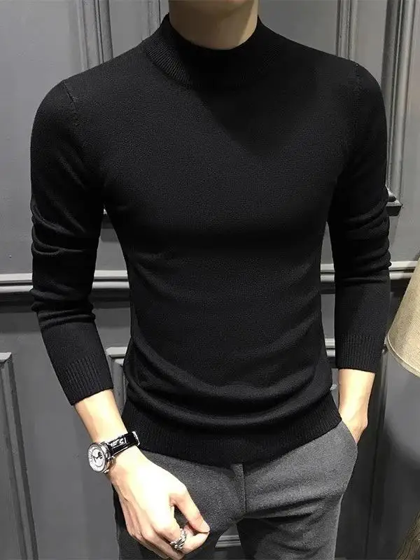 Мужской вязаный свитер с высоким воротником на флисовой подкладке, осенне-зимний, приталенный, базовый слой, молодежный, повседневный
Мужской вязаный свитер с высоким воротником на флисовой подкладке, осенне-зимний, приталенный, базовый слой, молодежный, повседневный