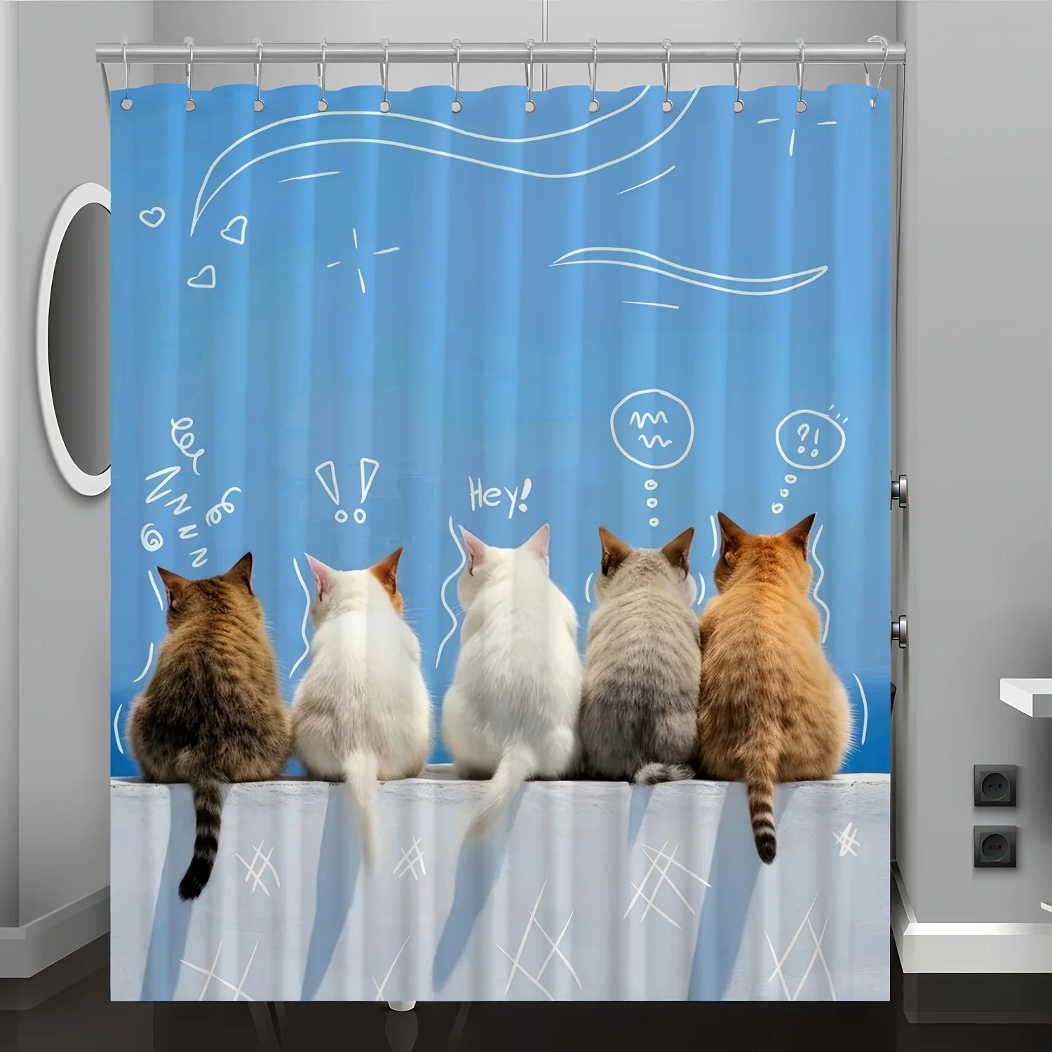 1pc Spring/Summer Kitten Pattern Digital Print Shower Curtain, Bathroom Decoration with Free Hooks Included, Machine Washable,
1pc Spring/Summer Kitten Pattern Digital Print Shower Curtain, Bathroom Decoration with Free Hooks Included, Machine Washable,