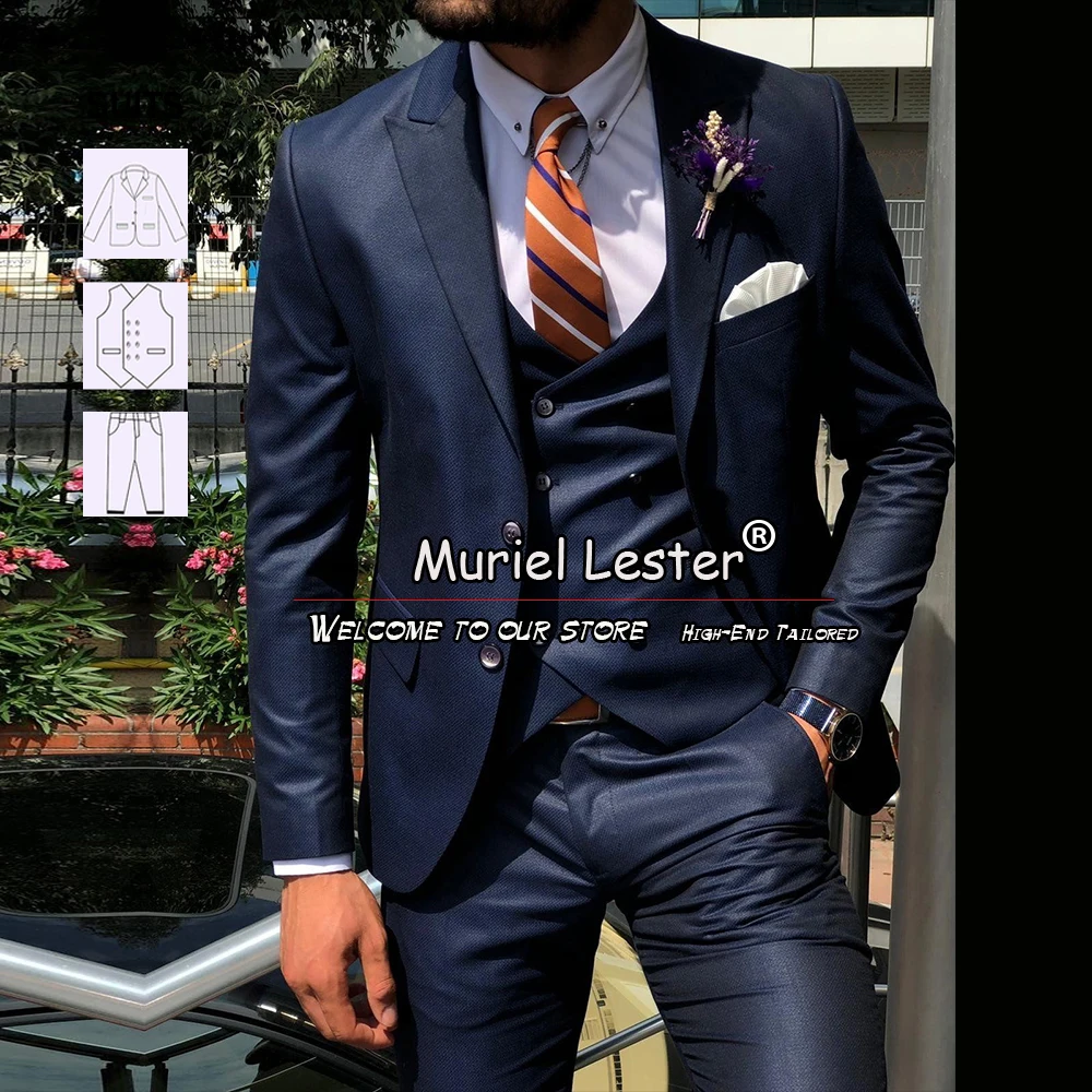 Tailored Size/Color Formal Business Suits Men Slim Fit Navy Blue Classic Single Breasted Jacket Vest Pants 3 Pieces Groom Tuxedo
Tailored Size/Color Formal Business Suits Men Slim Fit Navy Blue Classic Single Breasted Jacket Vest Pants 3 Pieces Groom Tuxedo