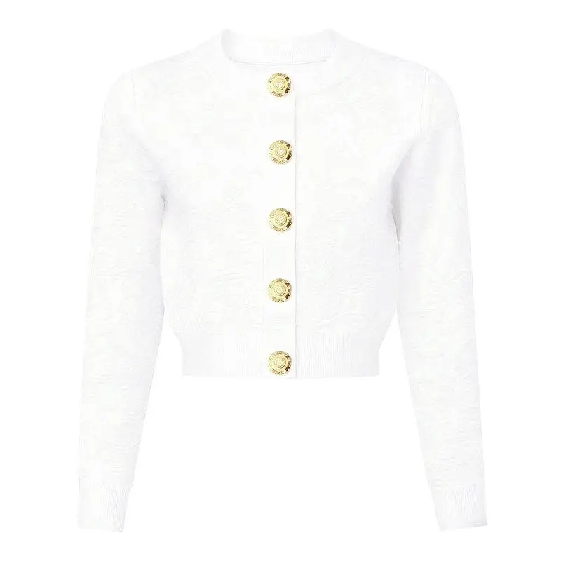 High Quality Fashionable Embroidered Gold Button Knitted Women's Top Open Cardigan Outerwear Elegant Spring Autumn New Style
High Quality Fashionable Embroidered Gold Button Knitted Women's Top Open Cardigan Outerwear Elegant Spring Autumn New Style