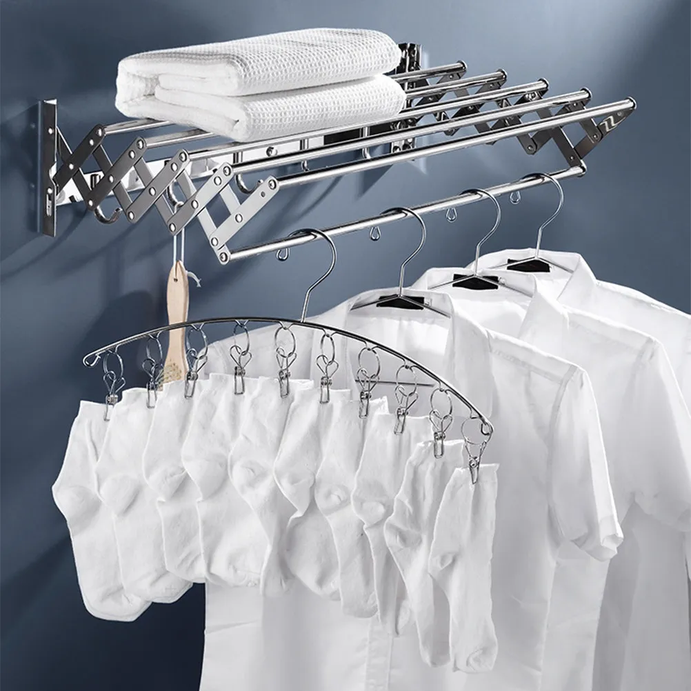 50Cm Telescopic Wall Mount Clothes Rack Stainless Steel Towel Bar with Hooks for Bathroom Kitchen Bedroom Garage Laundry
50Cm Telescopic Wall Mount Clothes Rack Stainless Steel Towel Bar with Hooks for Bathroom Kitchen Bedroom Garage Laundry