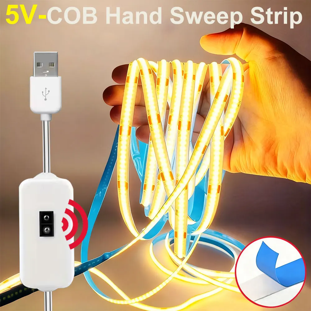 COB LED Strip Light with Hand Sweep Motion Sensor, Backlight Lights, USB Powered,Lights for Kitchen Cabinet Home Decor
COB LED Strip Light with Hand Sweep Motion Sensor, Backlight Lights, USB Powered,Lights for Kitchen Cabinet Home Decor