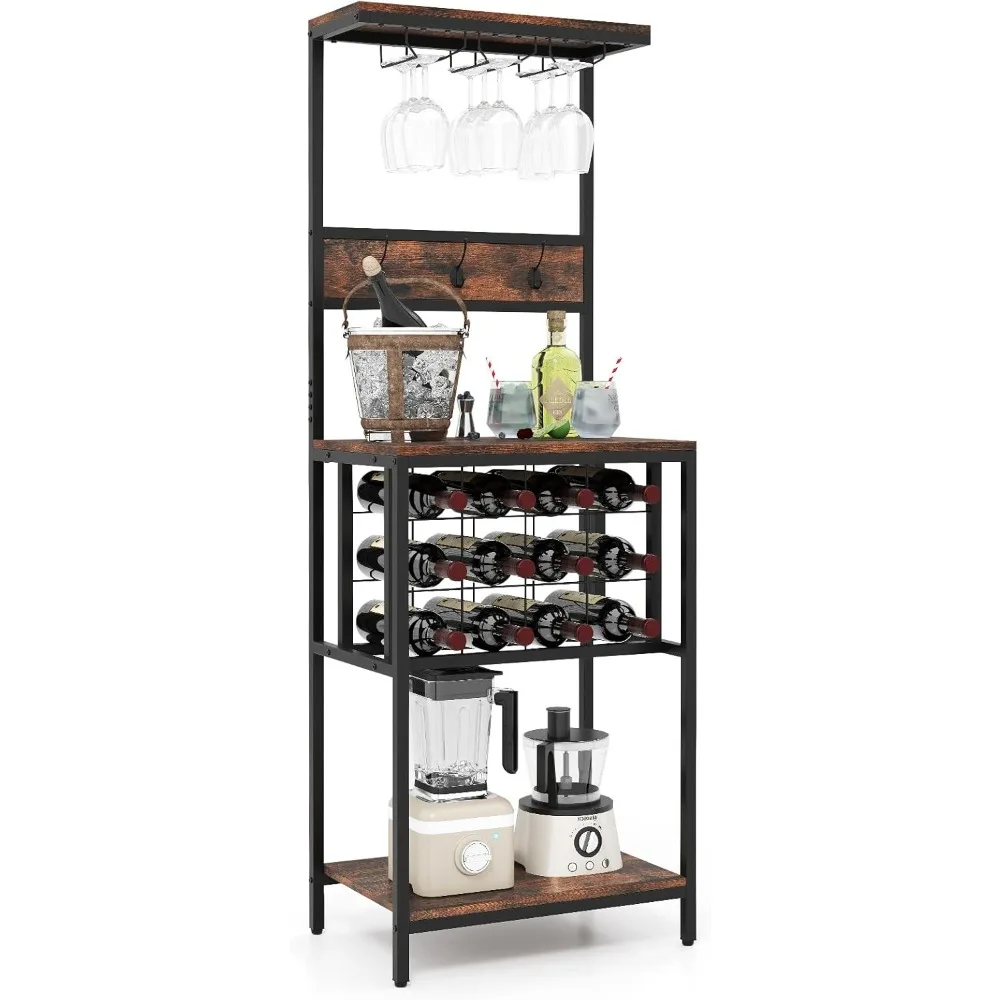 Wine Rack Freestanding Floor, Liquor Bar Cabinet with Countertop, Wine and Glass Holder, Metal Wine Storage Organizer Shelf
Wine Rack Freestanding Floor, Liquor Bar Cabinet with Countertop, Wine and Glass Holder, Metal Wine Storage Organizer Shelf