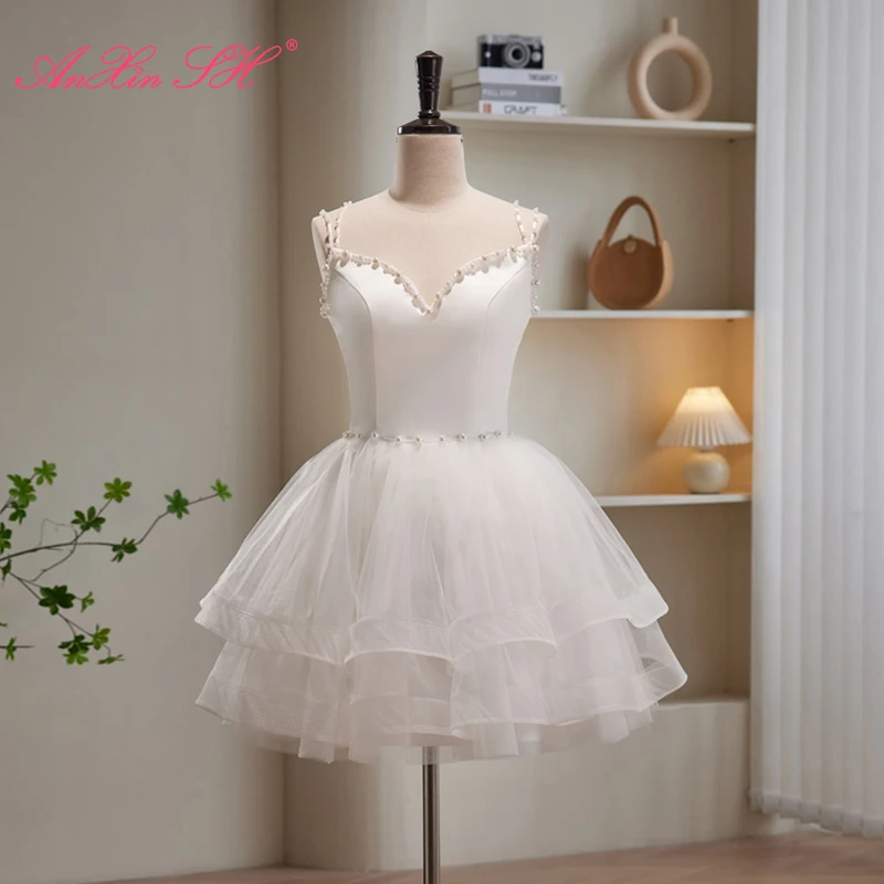 AnXin SH princess white satin spaghetti strap beading pearls backless party short customized evening dress little white dress
AnXin SH princess white satin spaghetti strap beading pearls backless party short customized evening dress little white dress