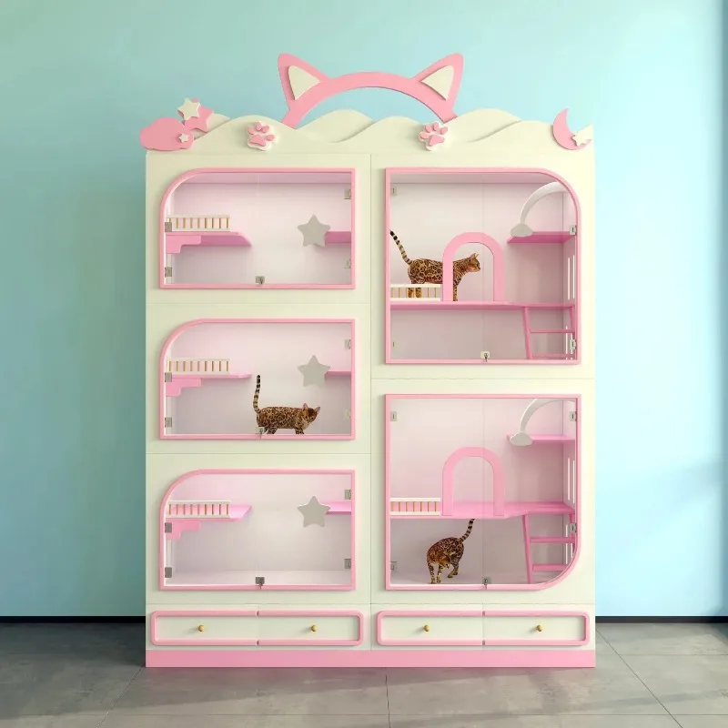 Cat cage Solid wood villa display cabinet Three-layer nest Glass house Large space Foster care cabinet
Cat cage Solid wood villa display cabinet Three-layer nest Glass house Large space Foster care cabinet