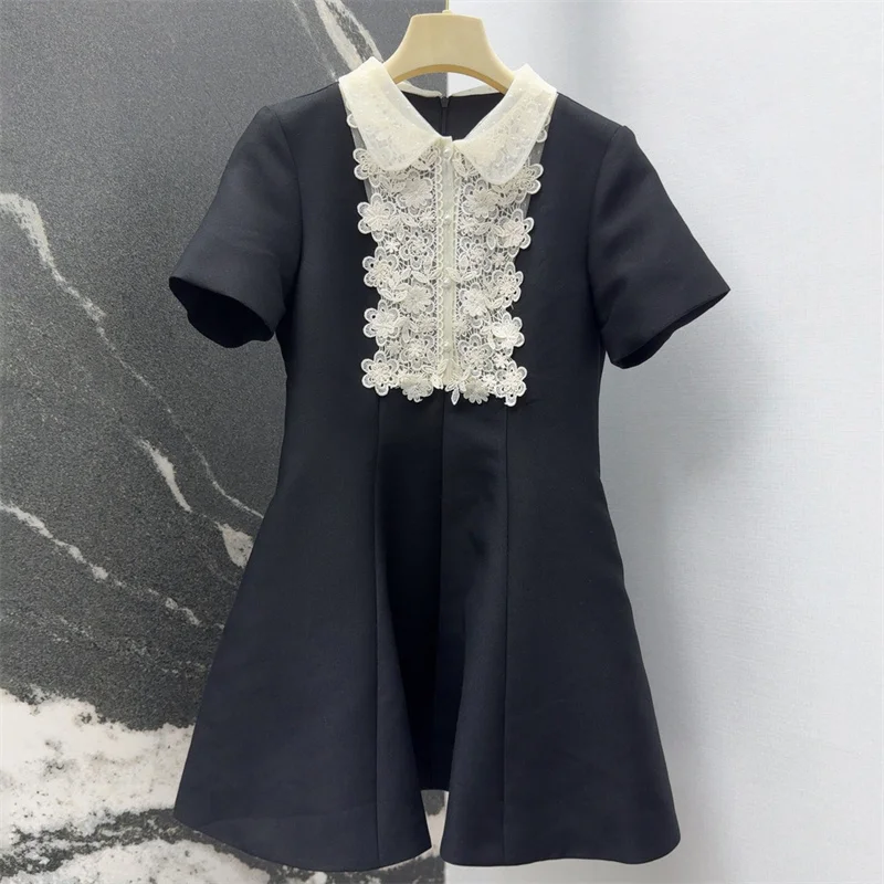 Women's dress New summer 2025 Lace patchwork lapel mini dress waist cinching slim fit short dresses Short sleeved party dresses
Women's dress New summer 2025 Lace patchwork lapel mini dress waist cinching slim fit short dresses Short sleeved party dresses