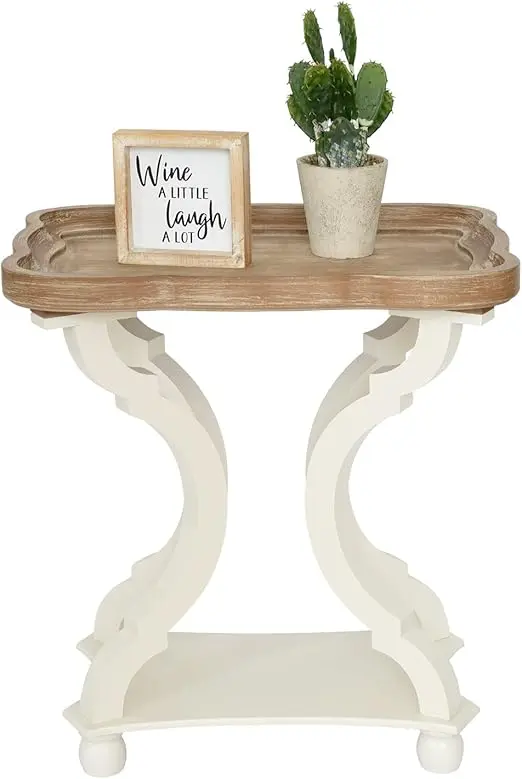 Accent Wood armhouse End Table Side Tables Nightstand Natural Tray Top and Distred Carved Legs or Bedroom Living Room, White
Accent Wood armhouse End Table Side Tables Nightstand Natural Tray Top and Distred Carved Legs or Bedroom Living Room, White