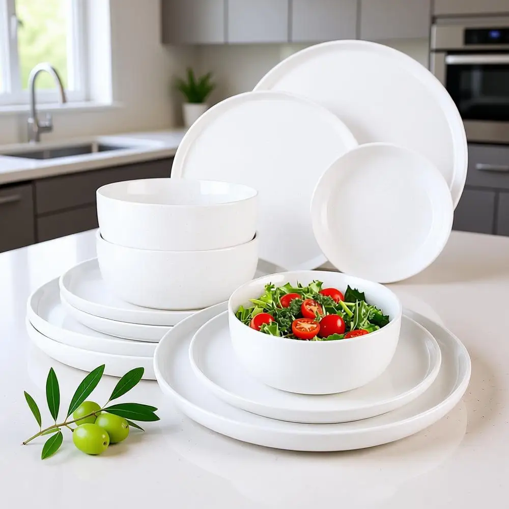 Набор посуды из 4 предметов: керамические тарелки и миски ручной работы, можно мыть в посудомоечной машине и использовать в микроволновой печи
Набор посуды из 4 предметов: керамические тарелки и миски ручной работы, можно мыть в посудомоечной машине и использовать в микроволновой печи