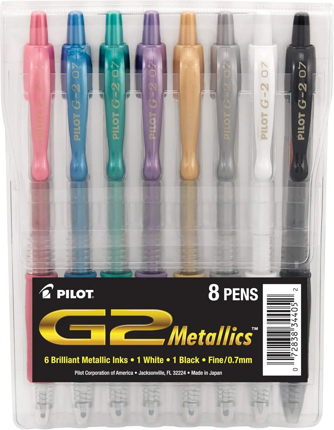 Metallic Gel Pens Fine Point 0.7mm Retractable Refillable 8 Pack
Metallic Gel Pens Fine Point 0.7mm Retractable Refillable 8 Pack
