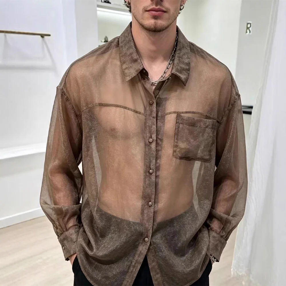 Men’s Sheer Shirt Transparent Long Sleeve Casual Oversized See Through Shirt 2026 New
Men’s Sheer Shirt Transparent Long Sleeve Casual Oversized See Through Shirt 2026 New