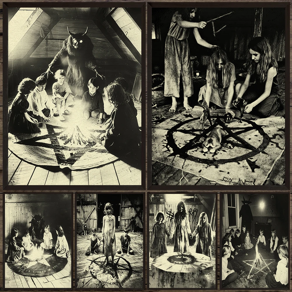 Magic Circles And Children Who Summon Demons,Creepy Photo Art Poster Print,Pagan Witchcraft Gothic Wall Art Canvas Painting
Magic Circles And Children Who Summon Demons,Creepy Photo Art Poster Print,Pagan Witchcraft Gothic Wall Art Canvas Painting
