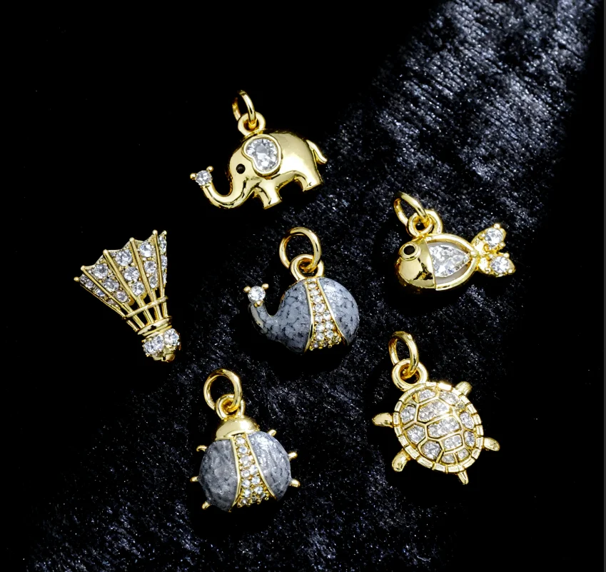 3Pcs Sparkling Brass Zircon Animal Charms DIY Jewelry Necklace Bracelet Making Turtle Fish Shuttlecock Elephant Beetle pendant
3Pcs Sparkling Brass Zircon Animal Charms DIY Jewelry Necklace Bracelet Making Turtle Fish Shuttlecock Elephant Beetle pendant