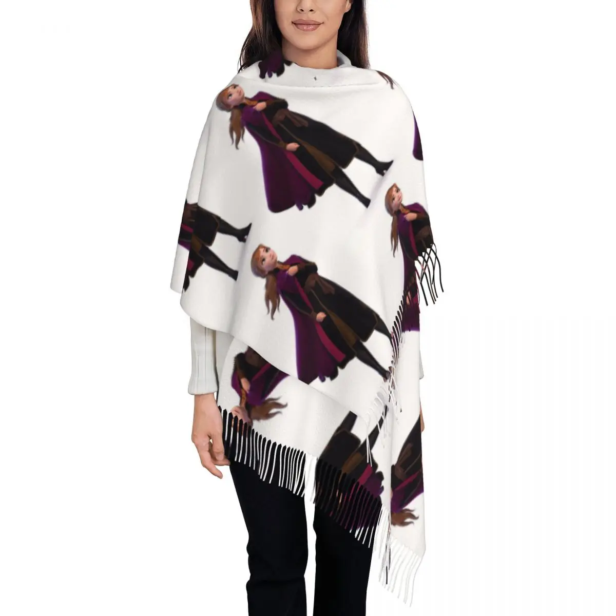 Custom Frozen Cartoon Anna Tassel Scarf Women Soft Shawl Wrap Lady Winter Scarves
Custom Frozen Cartoon Anna Tassel Scarf Women Soft Shawl Wrap Lady Winter Scarves