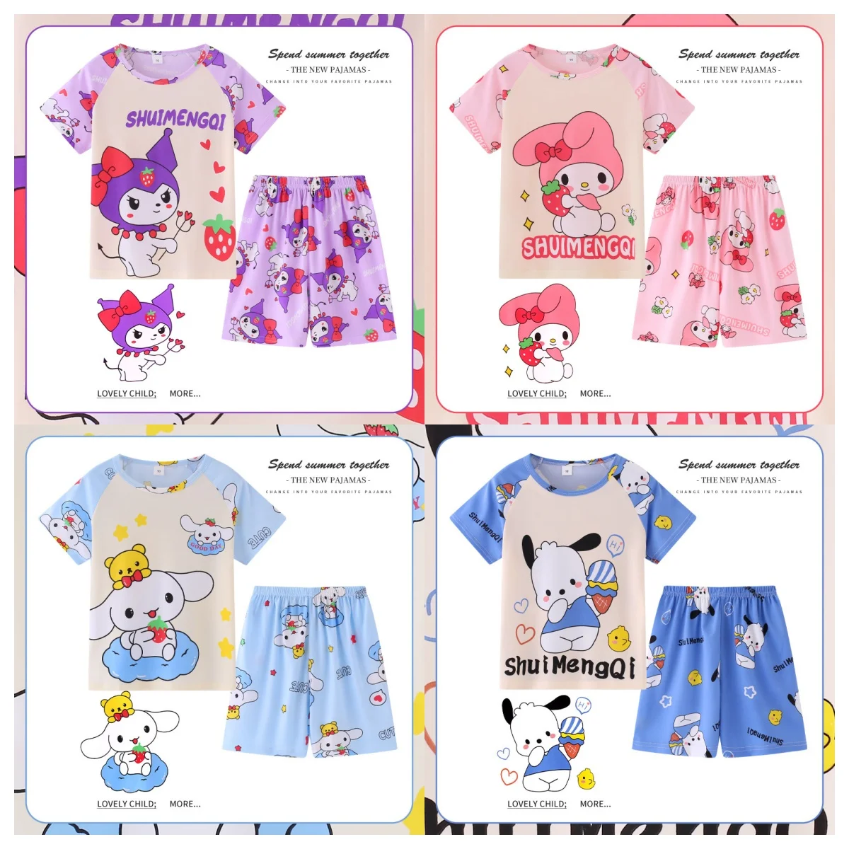 2024 Cute Anime Summer Childrens Pajamas Miniso Cinnamoroll Kuromi Pochacco Kids Milk Silk Sleepwear Girl Boy Pijamas Sets Gift
2024 Cute Anime Summer Childrens Pajamas Miniso Cinnamoroll Kuromi Pochacco Kids Milk Silk Sleepwear Girl Boy Pijamas Sets Gift