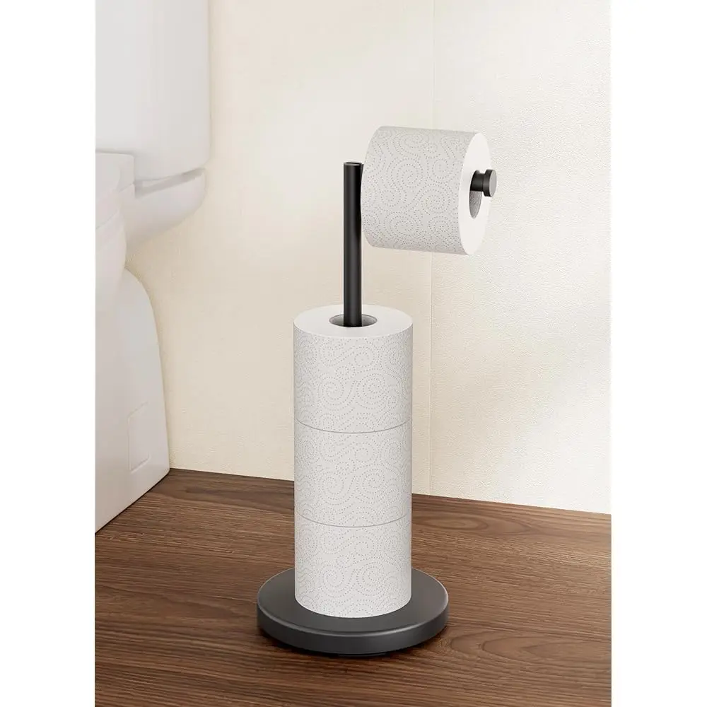 Toilet Paper Holder Stand 2X Weighted Base, Black Free Standing Toilet Paper Holder with Reverse for 4 Rolls, 18/8 Stainless
Toilet Paper Holder Stand 2X Weighted Base, Black Free Standing Toilet Paper Holder with Reverse for 4 Rolls, 18/8 Stainless