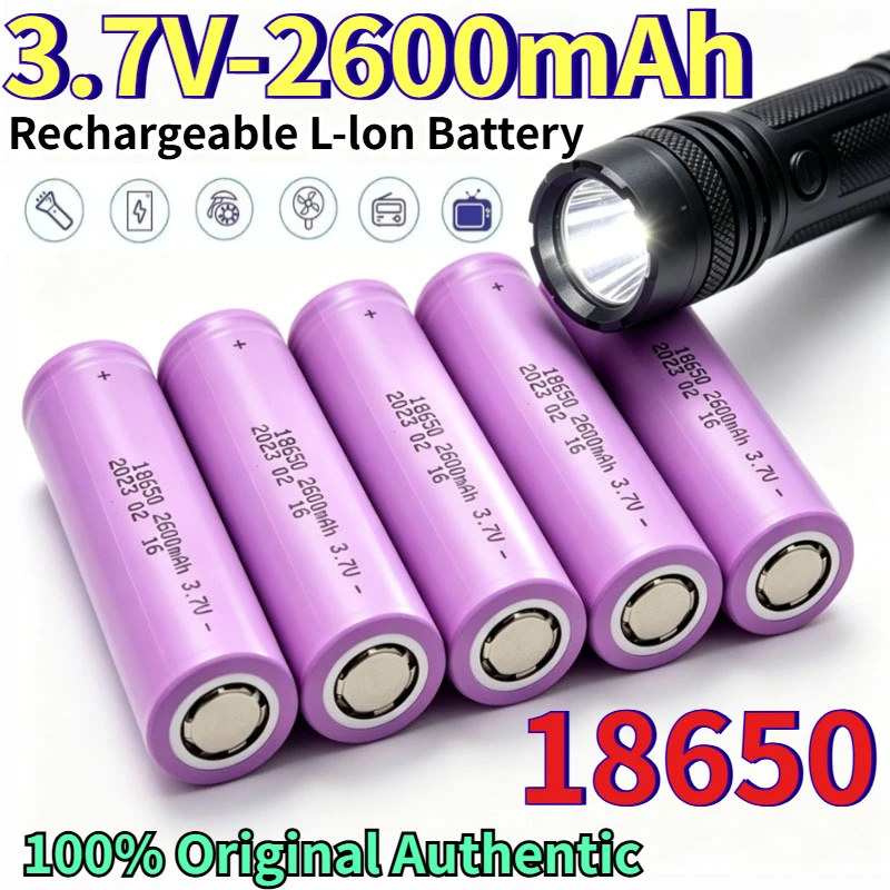 Original 18650 3.7V 2600mAh Full Capacity Rechargeable Lithium Battery for A Wide Range of Electronic Products Flashlight Toy
Original 18650 3.7V 2600mAh Full Capacity Rechargeable Lithium Battery for A Wide Range of Electronic Products Flashlight Toy