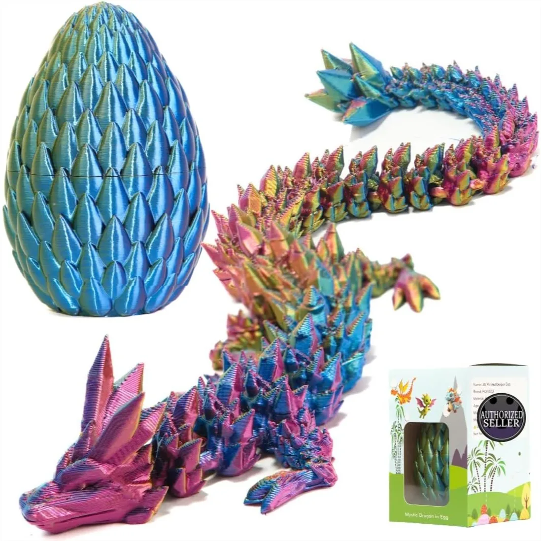 12" 3D Printed Articulated Fidget Dragon in 5" Prefilled Egg, Dragon Inside Unboxing Toy for Kids 8+ & Teens, Easter Basket
12" 3D Printed Articulated Fidget Dragon in 5" Prefilled Egg, Dragon Inside Unboxing Toy for Kids 8+ & Teens, Easter Basket