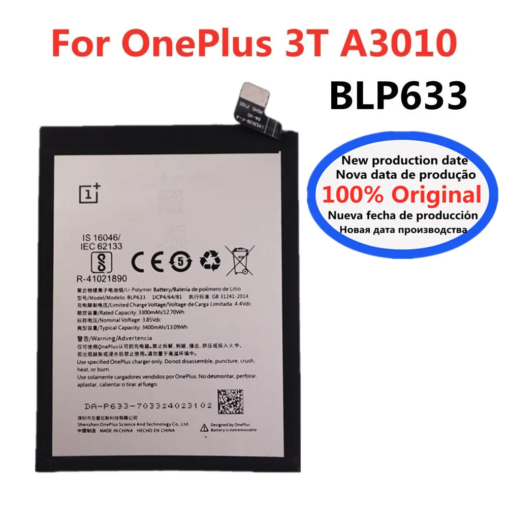 New 1+ Original Battery BLP633 For Oneplus 3T One plus 3T A3010 3400mAh Mobile Phone Battery Bateria Fast Deliver + Tools
New 1+ Original Battery BLP633 For Oneplus 3T One plus 3T A3010 3400mAh Mobile Phone Battery Bateria Fast Deliver + Tools