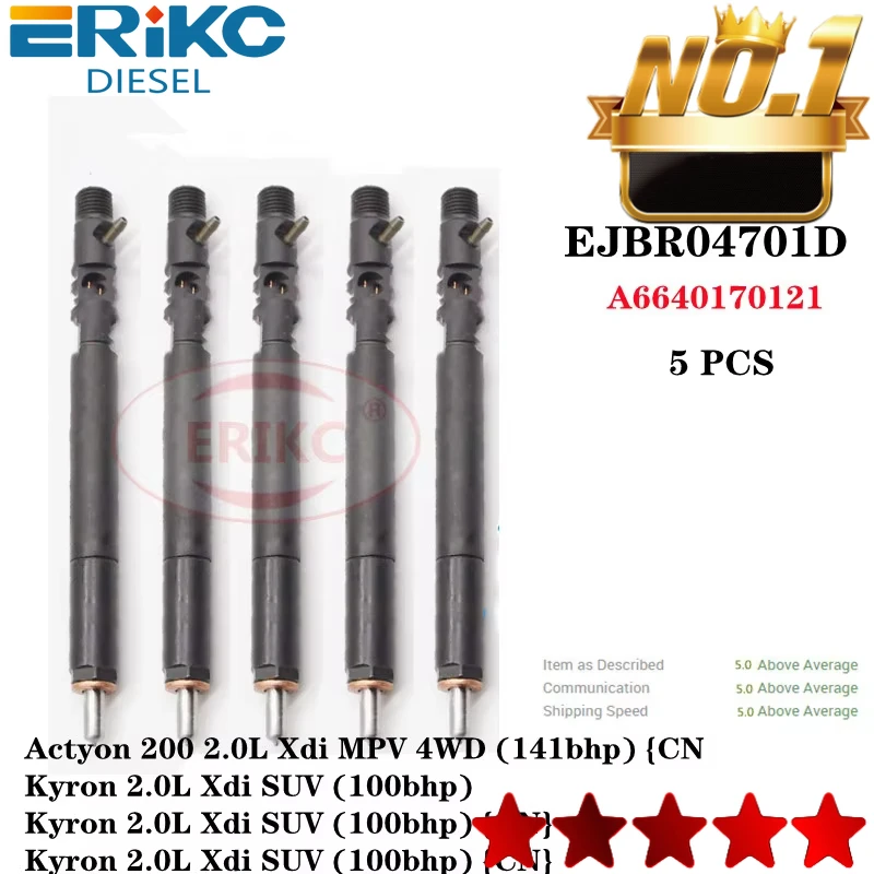 ERIKC 5 PCS EJBR04701D Auto Parts Fuel Injector EJBR 047 01D OEM A6640170222 FOR SSANG YONG KYRON D20DT CHINESE
ERIKC 5 PCS EJBR04701D Auto Parts Fuel Injector EJBR 047 01D OEM A6640170222 FOR SSANG YONG KYRON D20DT CHINESE