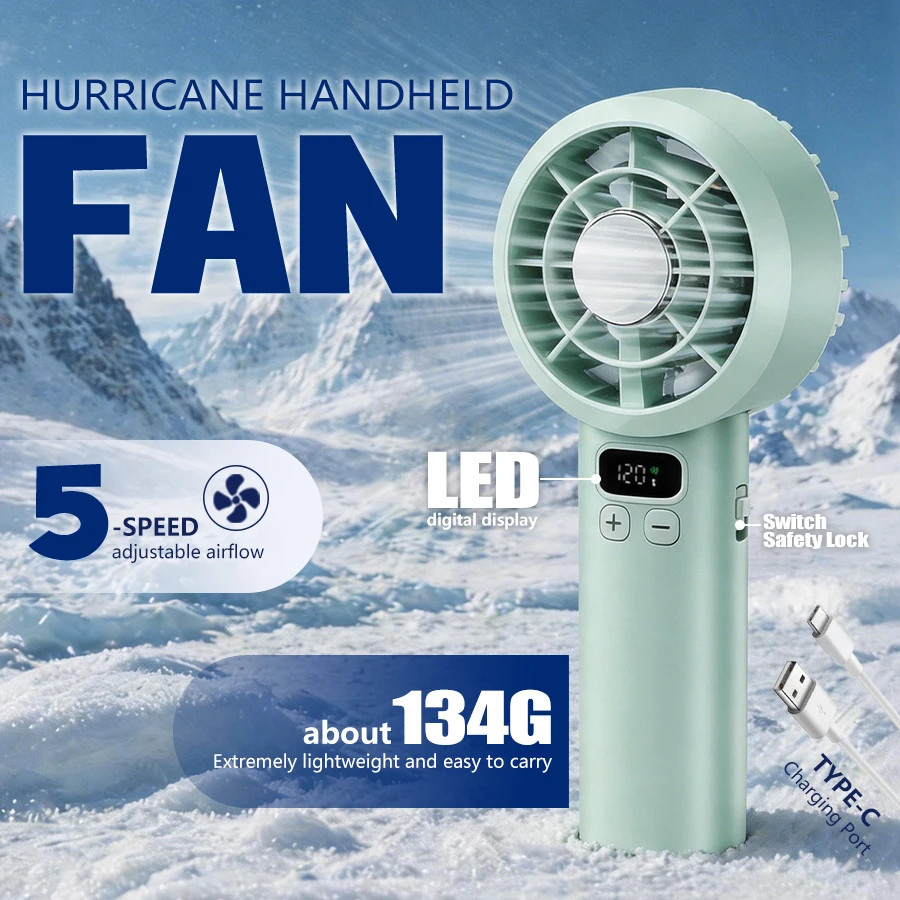 Portable Handheld Fan, 5 Speeds, LED Screen, Rechargeable Battery, Quiet Strong, 2-in-1 Desktop USB Fan for Home Office Travel
Portable Handheld Fan, 5 Speeds, LED Screen, Rechargeable Battery, Quiet Strong, 2-in-1 Desktop USB Fan for Home Office Travel