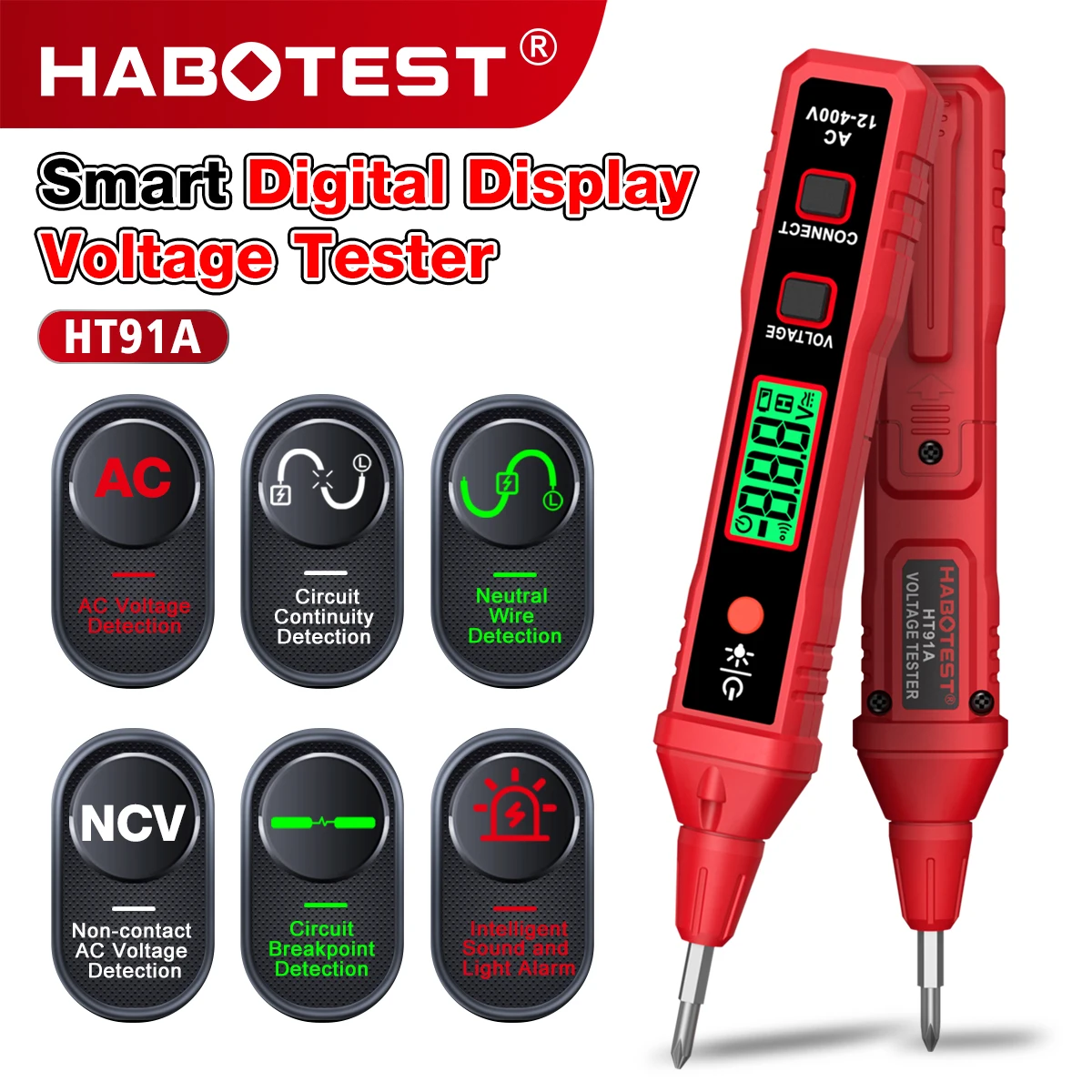 HABOTEST HT91A Non Contact AC Voltage Tester Digital Voltage Detector Electric Test Pen Voltage Tester Pen
HABOTEST HT91A Non Contact AC Voltage Tester Digital Voltage Detector Electric Test Pen Voltage Tester Pen