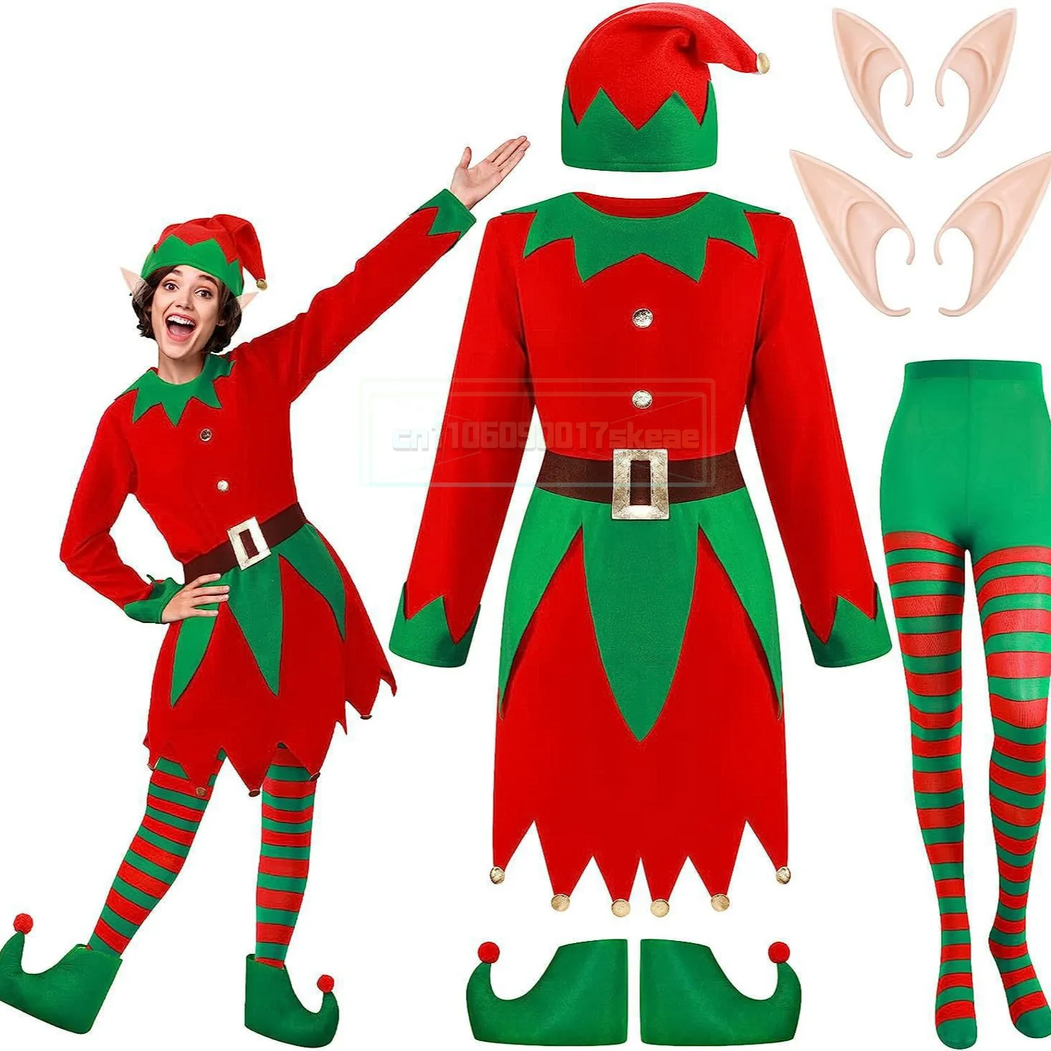 Christmas Elf Women Girl Cosplay Costumes Long Sleeve Dress And Belt Hat Shoes Striped Stockings Party Xmas Fancy Clothing
Christmas Elf Women Girl Cosplay Costumes Long Sleeve Dress And Belt Hat Shoes Striped Stockings Party Xmas Fancy Clothing