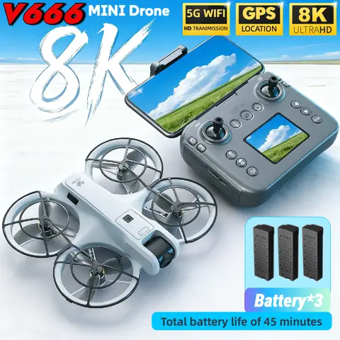 For Genuine V666 MINI Drone 4K Professional WIFI 5G Dron Obstacle Avoidance Brushless Altitude Headless Mode RC Quadcopter Toys