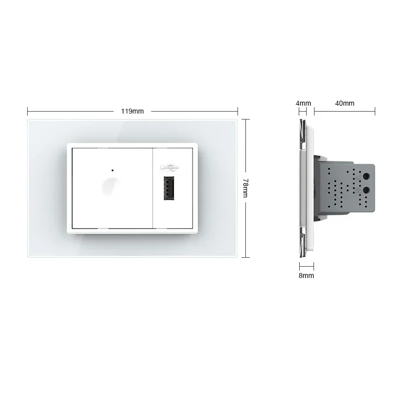 Livolo C9 Israel EU Standard 67.5mm Wall Touch Switch with USB Plug,White Tempered Crystal Glass Panel,Plastic Key,Push Button
Livolo C9 Israel EU Standard 67.5mm Wall Touch Switch with USB Plug,White Tempered Crystal Glass Panel,Plastic Key,Push Button