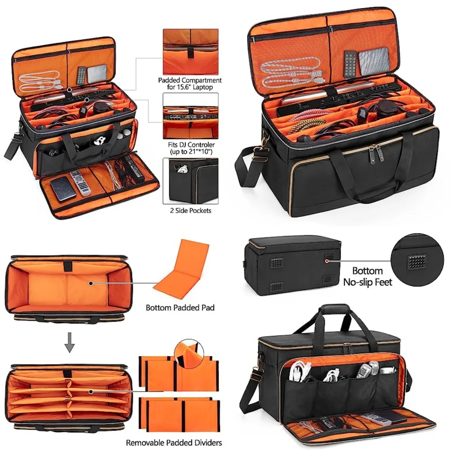 Large Travel DJ Cable File Bag with Inner Detachable Divider and Padded Compartment for 15.6" Laptop, Cable Organizer Bag for C
Large Travel DJ Cable File Bag with Inner Detachable Divider and Padded Compartment for 15.6" Laptop, Cable Organizer Bag for C