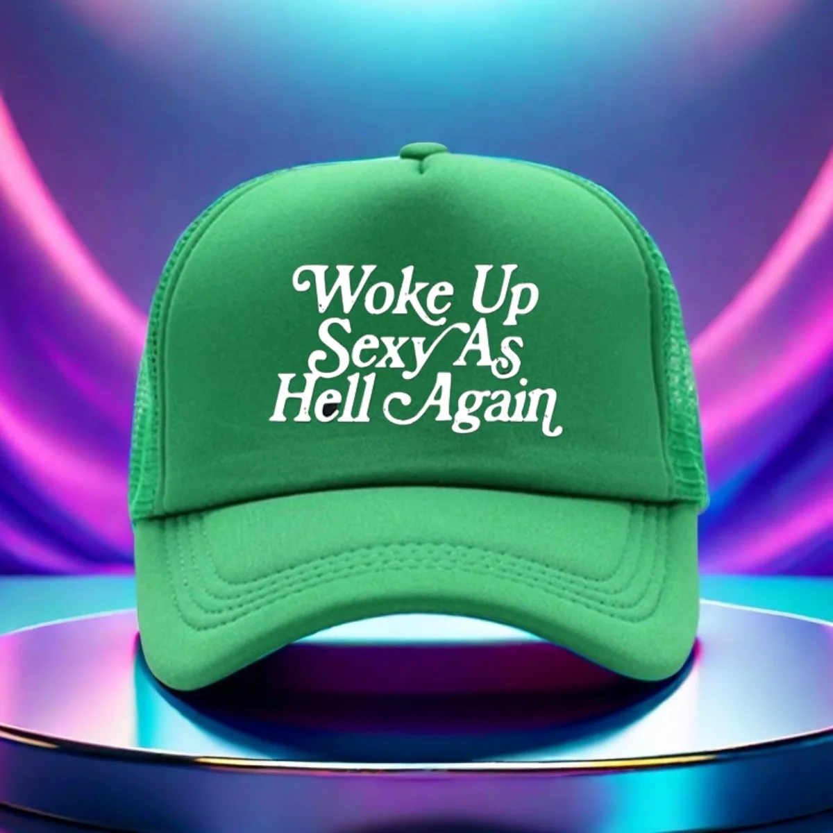 1pc Adjustable Unisex Trucker Hat with Bold "Woke Up Sexy As Hell Again" Print - Stylish Sport Cap for Streetwear, Running,
1pc Adjustable Unisex Trucker Hat with Bold "Woke Up Sexy As Hell Again" Print - Stylish Sport Cap for Streetwear, Running,