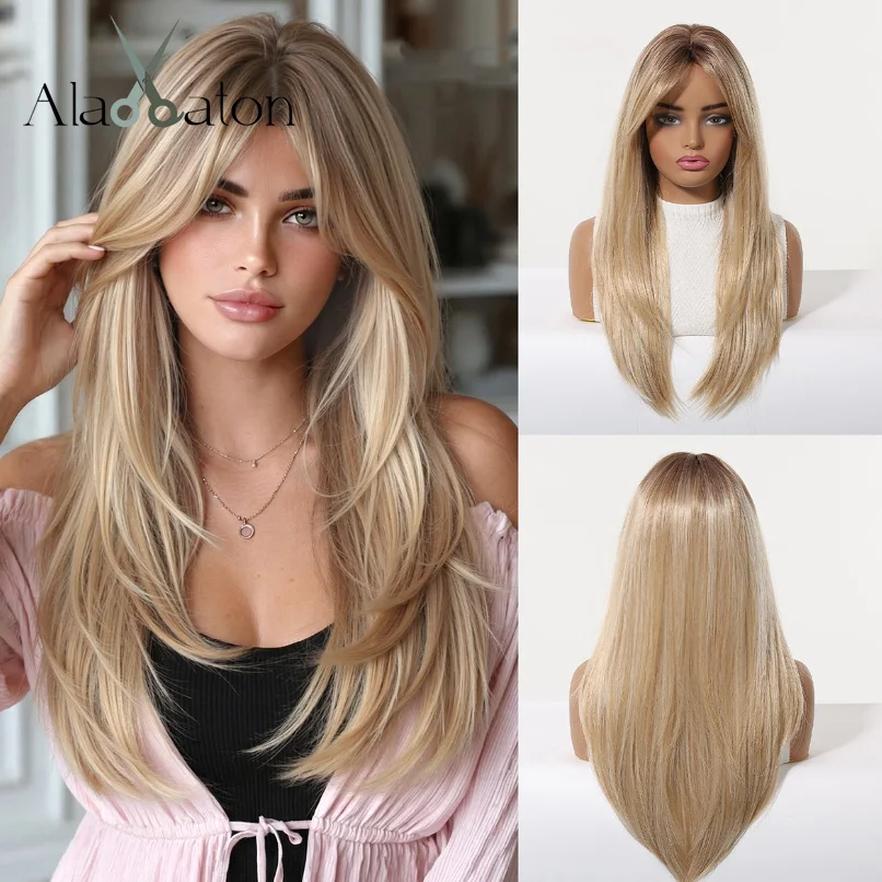 ALAN EATON Brown Blonde Ombre Synthetic Wigs For Women Long Straight Blonde Wigs With Bangs Daily Use Heat Resistant Natural Wig
ALAN EATON Brown Blonde Ombre Synthetic Wigs For Women Long Straight Blonde Wigs With Bangs Daily Use Heat Resistant Natural Wig