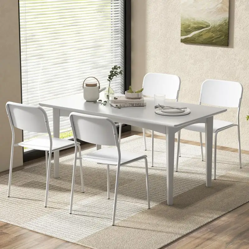 Modern Dining Chairs Set of 4 with Tilted Backrest and Sturdy Metal Legs-White
Modern Dining Chairs Set of 4 with Tilted Backrest and Sturdy Metal Legs-White