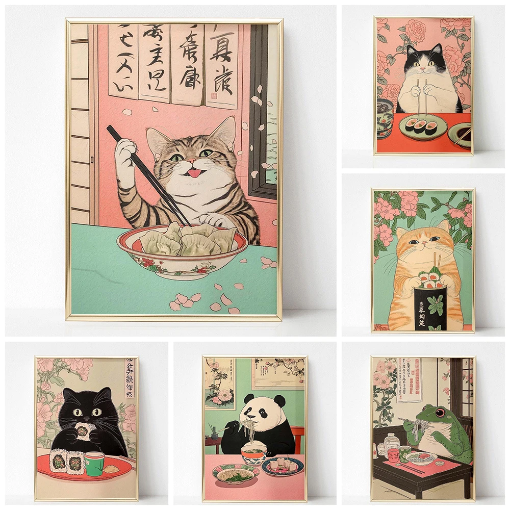 Japanese Black Cat Eating Sushi Frog Ramen Art Print Wall Decor Kitchen Dining Poster Aesthetic Unique Cat Lover Gift Poster
Japanese Black Cat Eating Sushi Frog Ramen Art Print Wall Decor Kitchen Dining Poster Aesthetic Unique Cat Lover Gift Poster