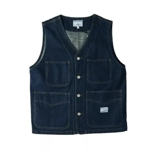 Japanese style washed Deep Blue denim sleeveless vest men's Vintage retro multi pocket workwear clothes casual male vest jacket
Japanese style washed Deep Blue denim sleeveless vest men's Vintage retro multi pocket workwear clothes casual male vest jacket