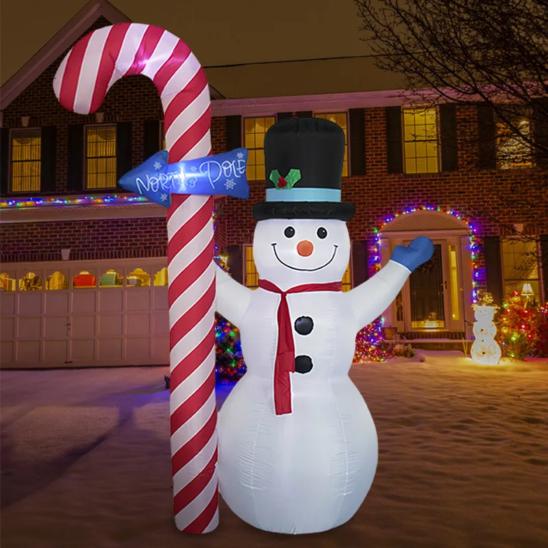 9FT 2.7M Christmas Inflatable Light-Up Snowman with Candy Cane for Yard Outdoor Decor
9FT 2.7M Christmas Inflatable Light-Up Snowman with Candy Cane for Yard Outdoor Decor