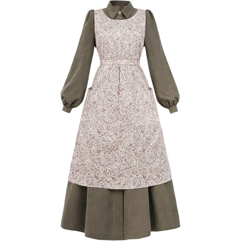 Pioneer Dress Women Prairie Colonial Dress Long Sleeve 1800s Prairie Costumes with Apron
Pioneer Dress Women Prairie Colonial Dress Long Sleeve 1800s Prairie Costumes with Apron