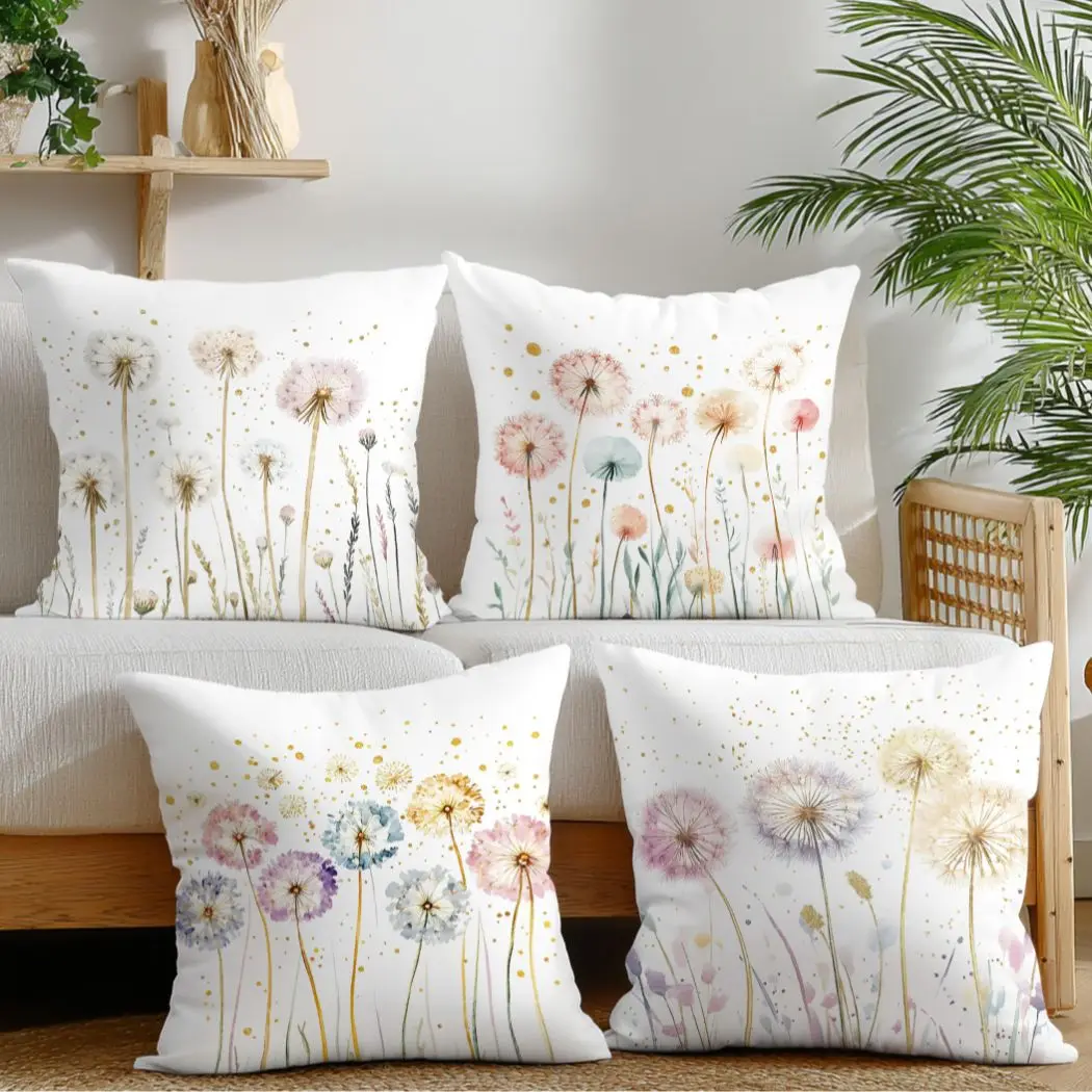 Colorful Watercolor Dandelion Cushion Covers Double-Sided Pillowcases Set of 4 Decorative Pillow Cases for Sofa Bed
Colorful Watercolor Dandelion Cushion Covers Double-Sided Pillowcases Set of 4 Decorative Pillow Cases for Sofa Bed
