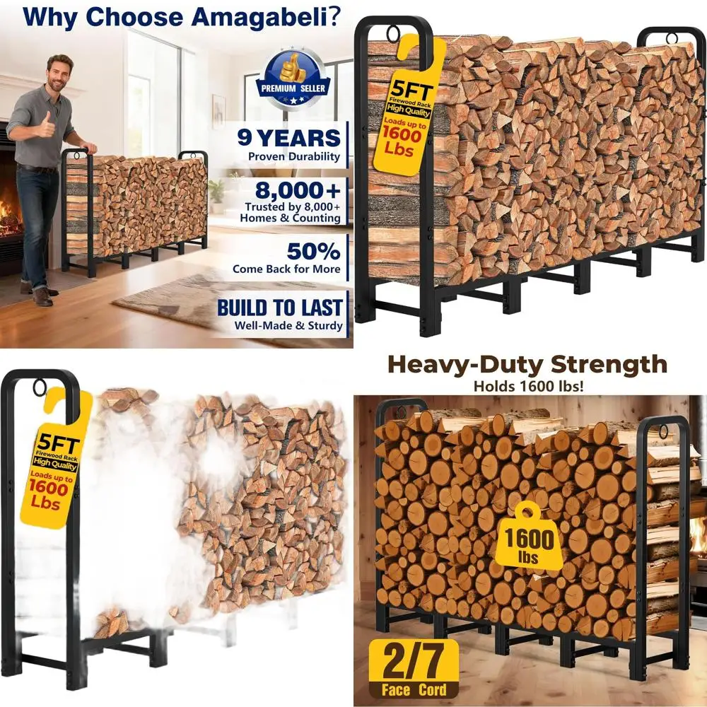 Outdoor Heavy-Duty Log Rack for Wood Storage - Adjustable, Stackable, and Durable Metal Stand Organizer in Black
Outdoor Heavy-Duty Log Rack for Wood Storage - Adjustable, Stackable, and Durable Metal Stand Organizer in Black