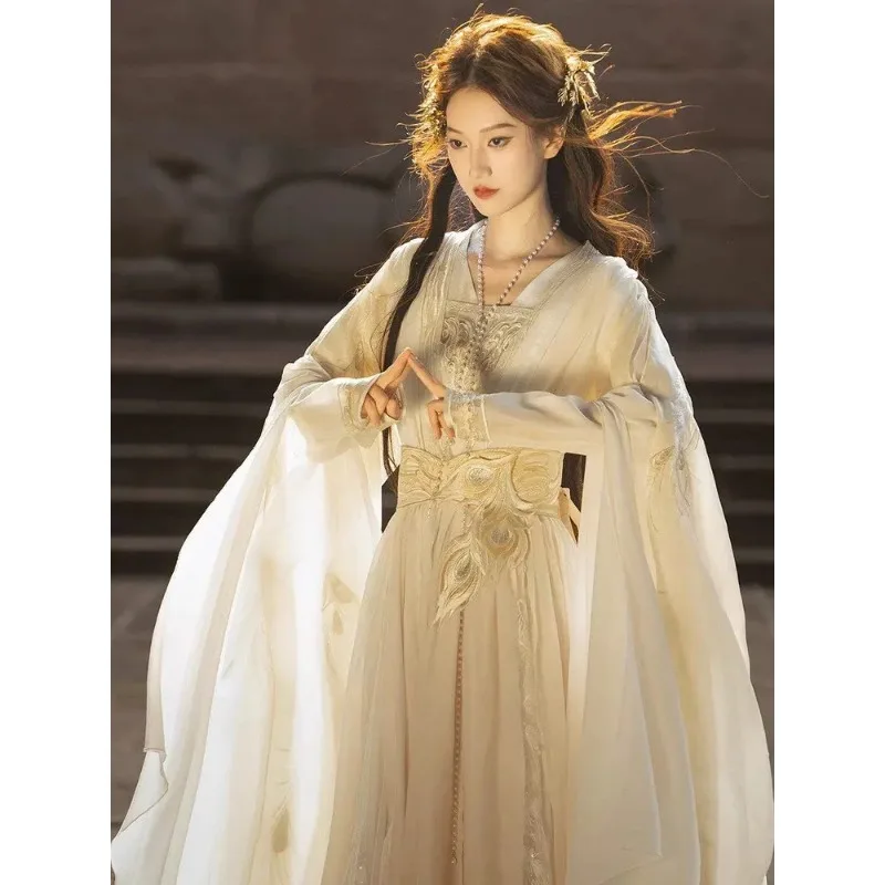 Chinese retro white fairy hanfu women's dress traditional costume, Halloween party cosplay costume
Chinese retro white fairy hanfu women's dress traditional costume, Halloween party cosplay costume