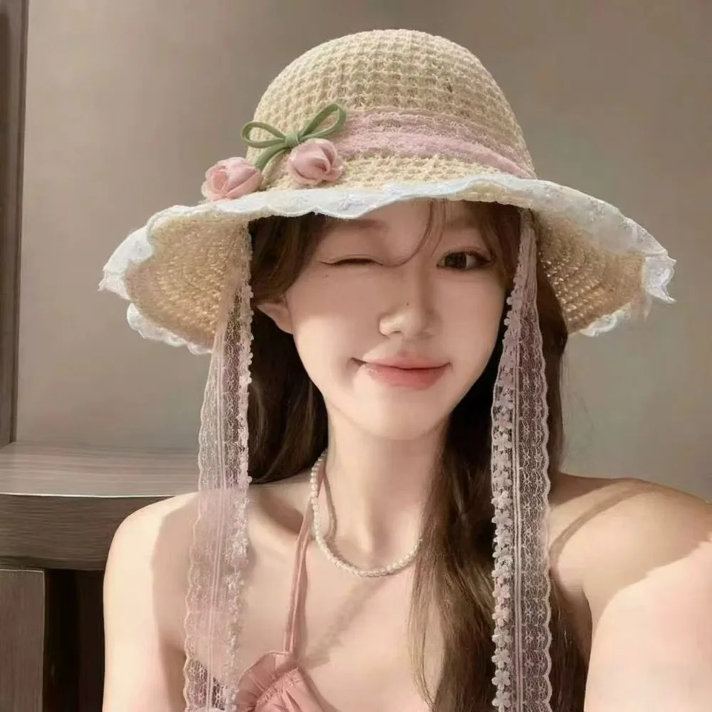 New Tulip Straw Hat Lace Sun Protection Sunshade Hat Elegant Wide Brim Sunscreen Hat Holiday Sun Cap
New Tulip Straw Hat Lace Sun Protection Sunshade Hat Elegant Wide Brim Sunscreen Hat Holiday Sun Cap