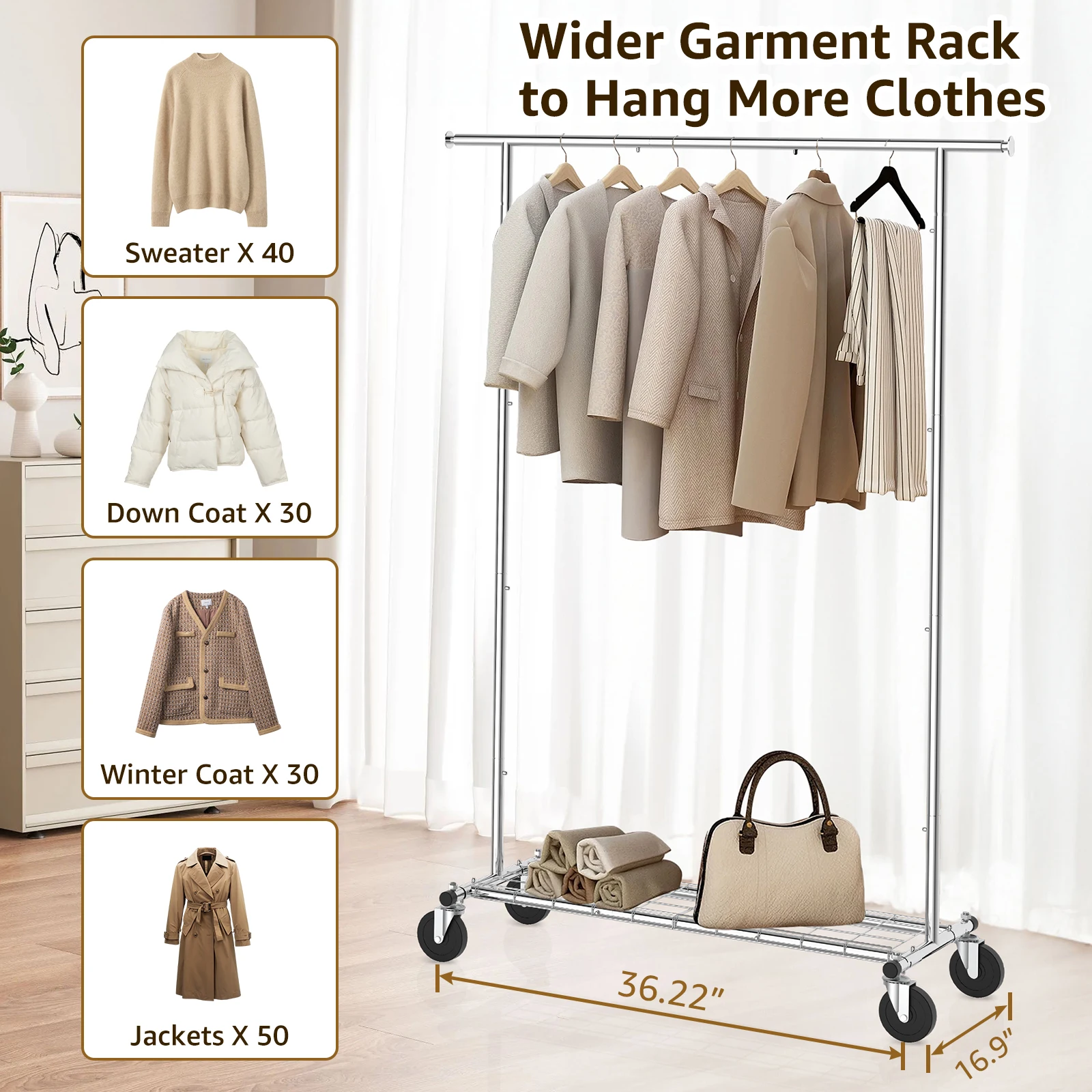 Household Shoes Closet Storage Shelves Clothes Rack For Bedroom Movable Bedroom Stable and Durable Clothing Hanger With Wheels
Household Shoes Closet Storage Shelves Clothes Rack For Bedroom Movable Bedroom Stable and Durable Clothing Hanger With Wheels
