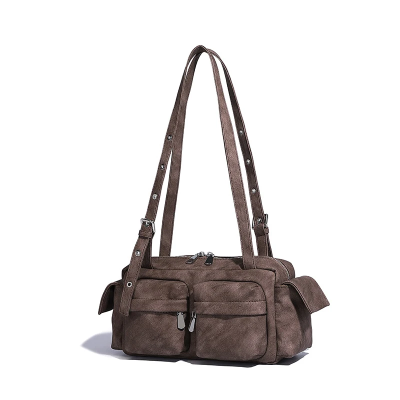 Брендовая дизайнерская женская сумка на плечо в стиле ретро, нишевая сумка с несколькими карманами, корейский стиль, большая вместительная модная мотоциклетная сумка, женская сумка