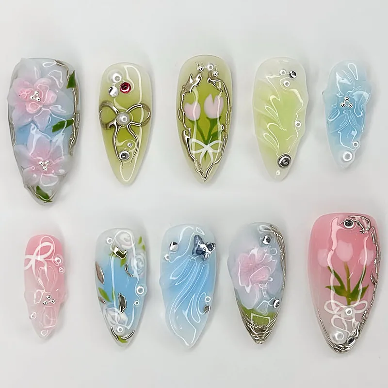 30Pcs 3D Flowers Fake Nails Pearl Bow Press on Nail Short Almond Full Coverage Nail Tips for Women&Girl Removable Wearable Nail
30Pcs 3D Flowers Fake Nails Pearl Bow Press on Nail Short Almond Full Coverage Nail Tips for Women&Girl Removable Wearable Nail