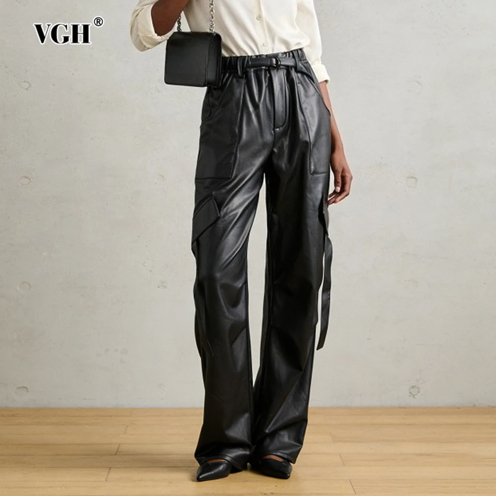 VGH Design Sense однотонные тенденции комбинезоны из искусственной кожи для женщин с высокой талией и карманами осенние темпераментные брюки женская мода
VGH Design Sense однотонные тенденции комбинезоны из искусственной кожи для женщин с высокой талией и карманами осенние темпераментные брюки женская мода